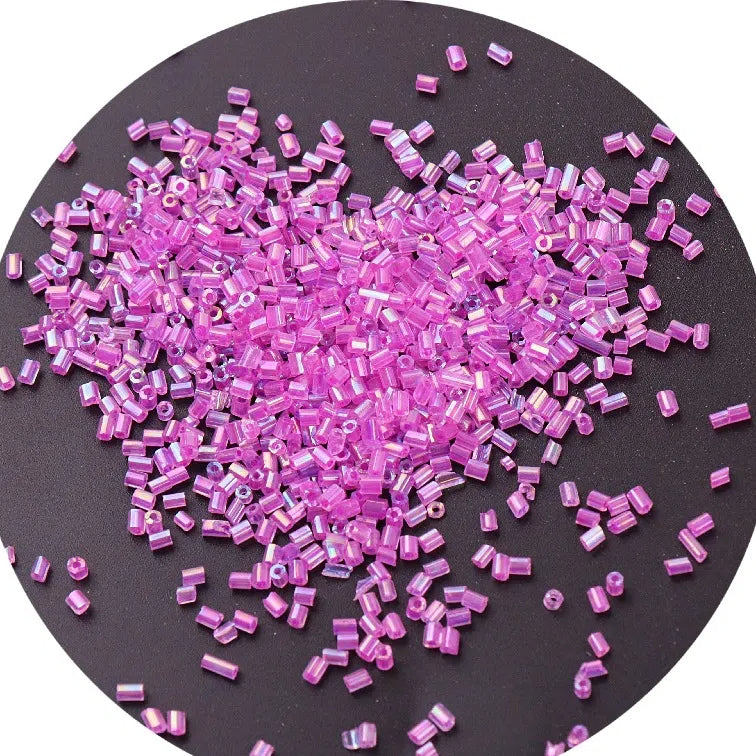 Iridescent Seed Bugle Glass Beads 3mm Mixed Colors 3000pcs 20