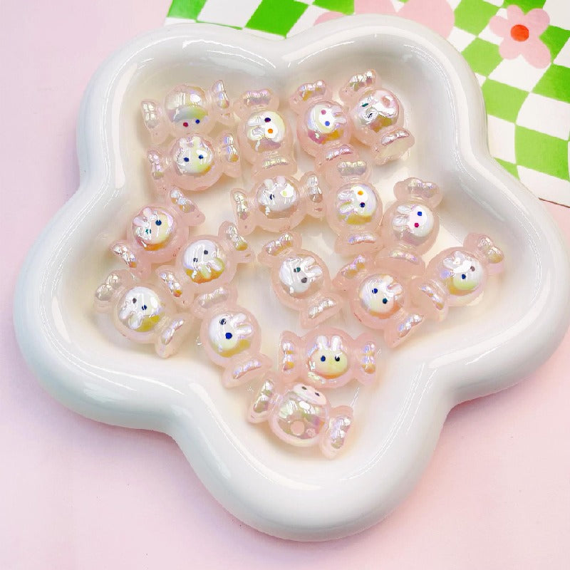 Candy Rabbit Acrylic Beads 15x25mm Pastel Pearl Finish 10pcs 3