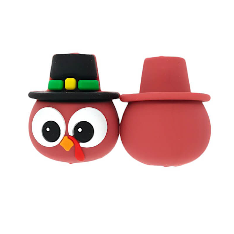 Silicone 3D Focal Beads Big Eyed Turkey Top Hat Pilgrim Hat