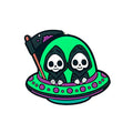Silicone Focal Beads UFO Skull Aliens With Small Flag