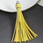 Silver PU Leather Tassel Keychain Metallic 9cm Length 34
