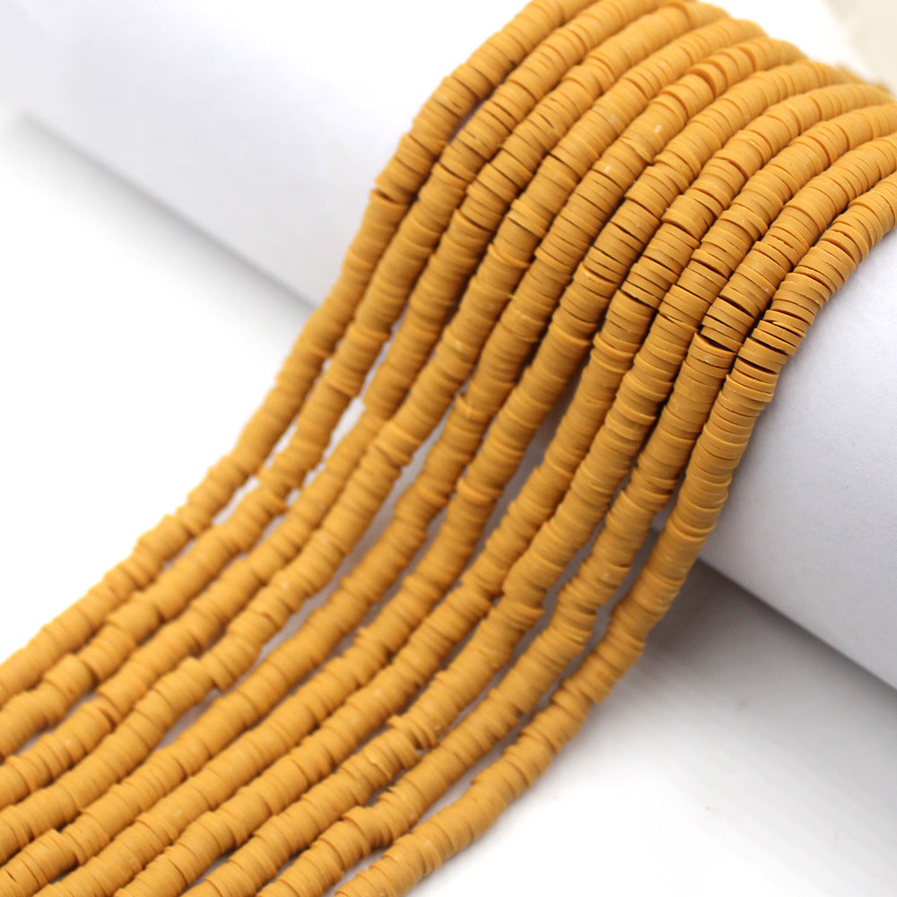 Flat Clay Beads 6mm Solid Color Smooth Polymer Disc 10strands 51