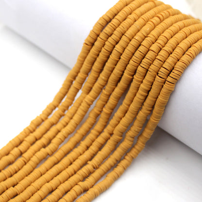 Flat Clay Beads 6mm Solid Color Smooth Polymer Disc 10strands 51