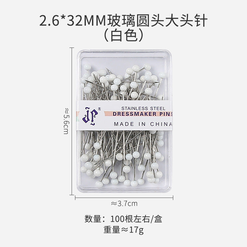 Positioning Sewing Needles Stainless Steel Colorful Glass Heads 6 Boxes 10