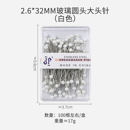 Positioning Sewing Needles Stainless Steel Colorful Glass Heads 6 Boxes 10