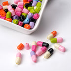 Painted Capsule Acrylic Beads 10mm Glossy Two-tone 100pcs