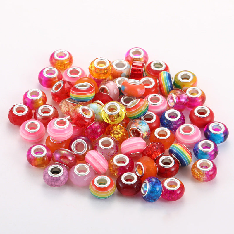Resin Spacer Beads 9x14mm Multi-Color Textured 100pcs 4
