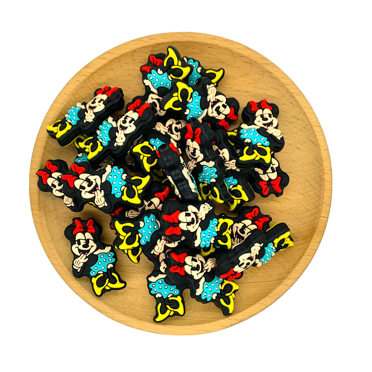 Silicone Focal Beads Minnie Mouse Iconic Red Bow Teal Dress 20pcs 2