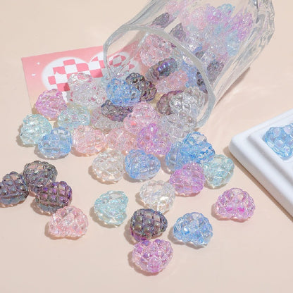 Transparent Heart Acrylic Beads 18x20mm Quilted Pastel 10pcs 12