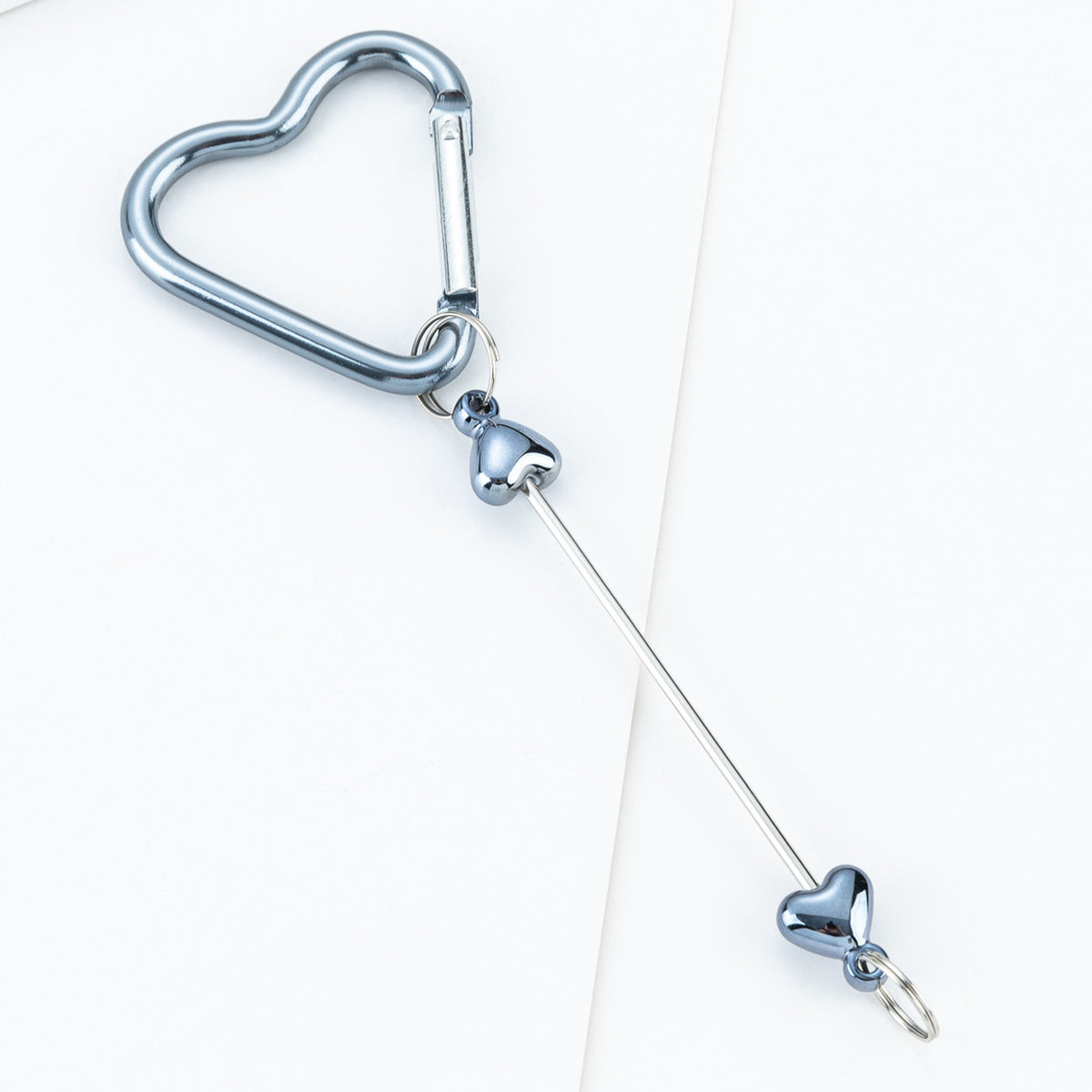 Beadable Metal Carabiners Heart-shaped With Bars
