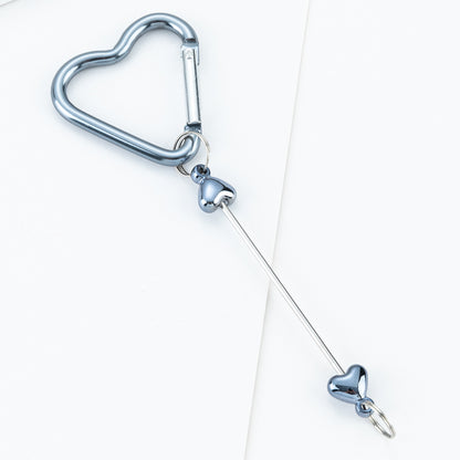Beadable Metal Carabiners Heart-shaped With Bars