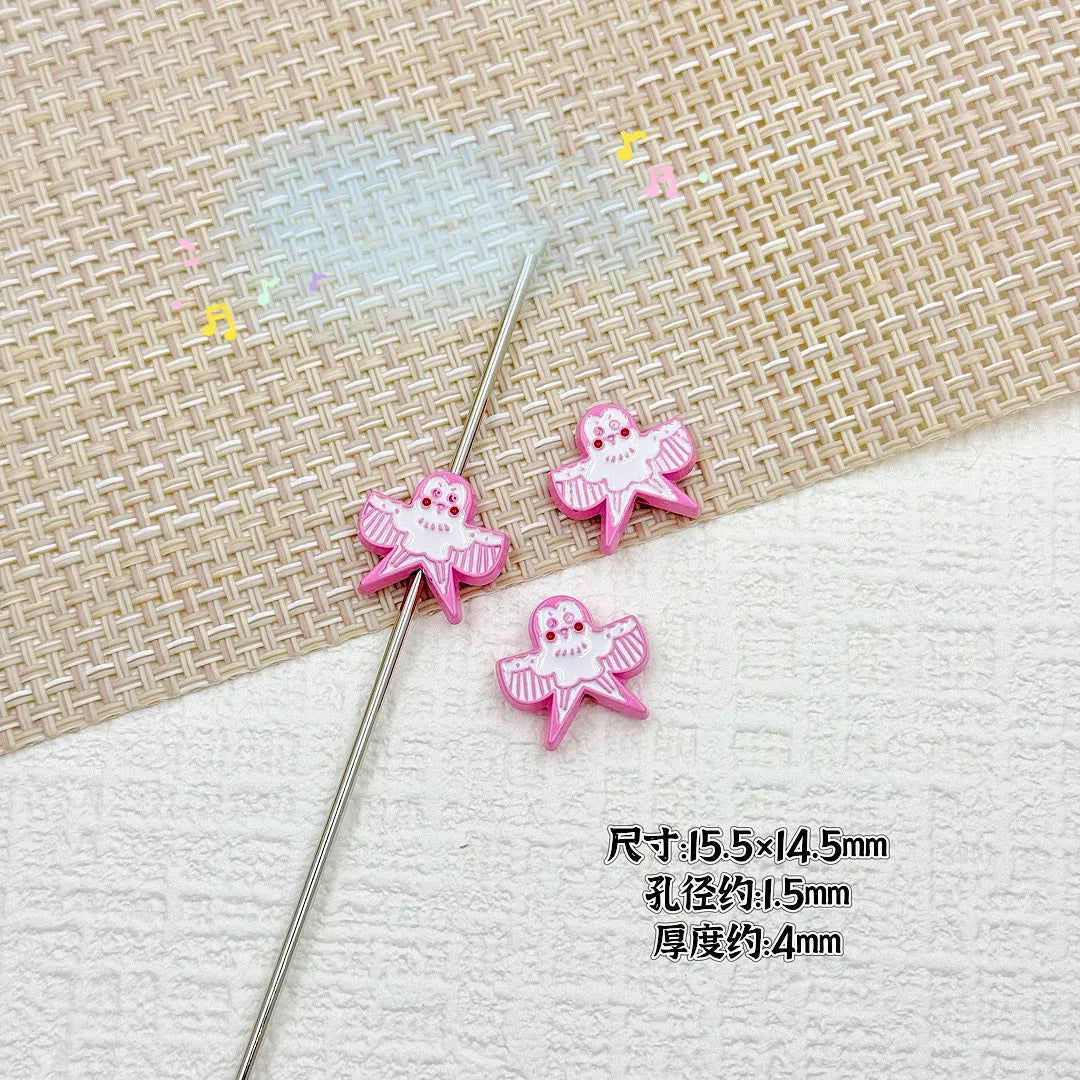 Baking Painted Poker Metal Beads 15mm Colorful Whimsical Design 10pcs 9