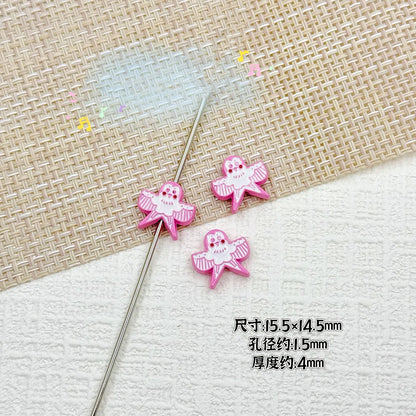 Baking Painted Poker Metal Beads 15mm Colorful Whimsical Design 10pcs 9