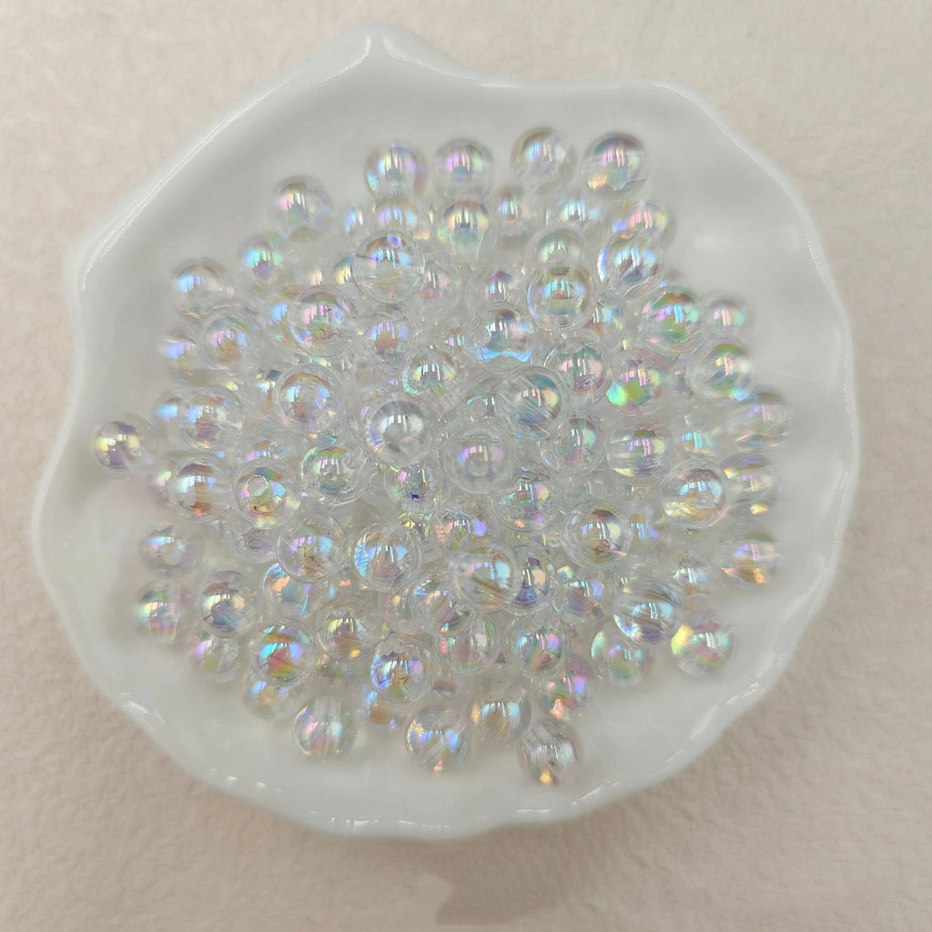 Plating Round Acrylic Beads 12mm Iridescent Transparent 550pcs 6