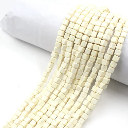 Cube Clay Beads 6mm Solid Color Polymer Matte Finish 10strands 5