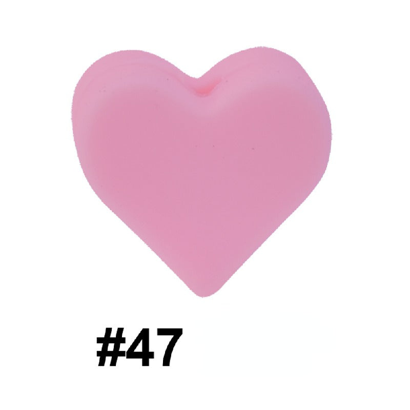 Colorful Pastel Mix Heart 14mm Silicone Beads Solid Color Matte Finish 50pcs 23
