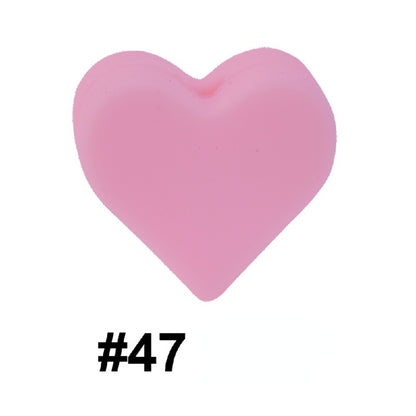 Colorful Pastel Mix Heart 14mm Silicone Beads Solid Color Matte Finish 50pcs 23