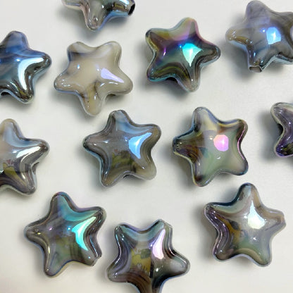 UV Finish Gradient Star Acrylic Beads 22x10mm Multicolor Pastel 50pcs 12