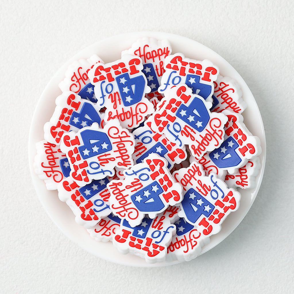 July 4th Independence Day Silicone Focal Beads 20pcs
