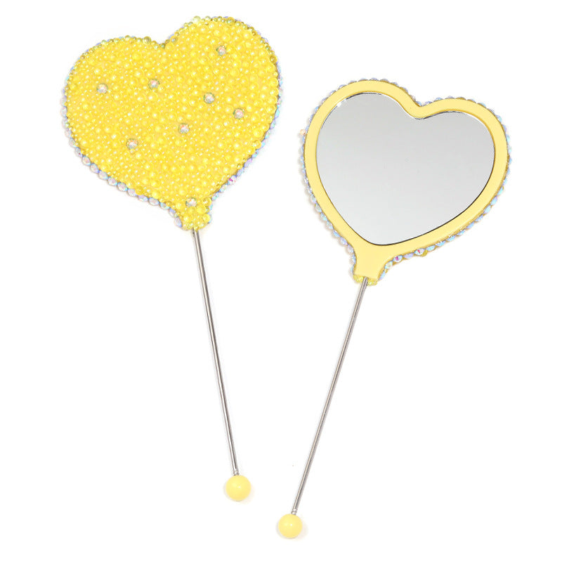 Beadable Heart Shape Handheld Makeup Mirror 10