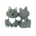 Silicone 3D Focal Beads Grey Wolf Amber Eyes Sitting Pose