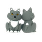 Silicone 3D Focal Beads Grey Wolf Amber Eyes Sitting Pose