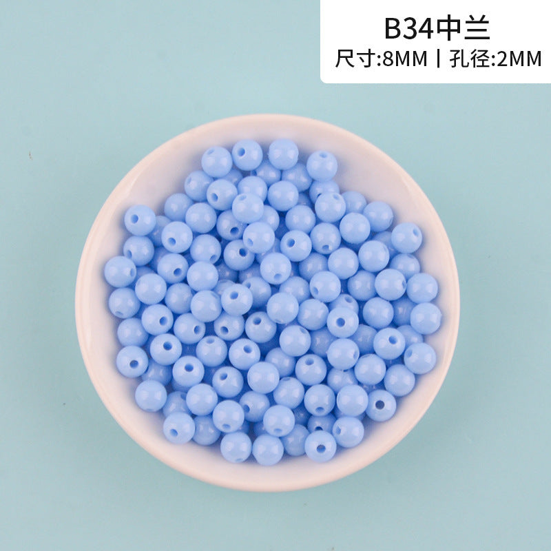 Solid Color Round Acrylic Beads 8mm 100g 22