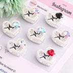 Fancy Heart Shape Crystal Rhinestone Alloy Beads 22mm 3pcs