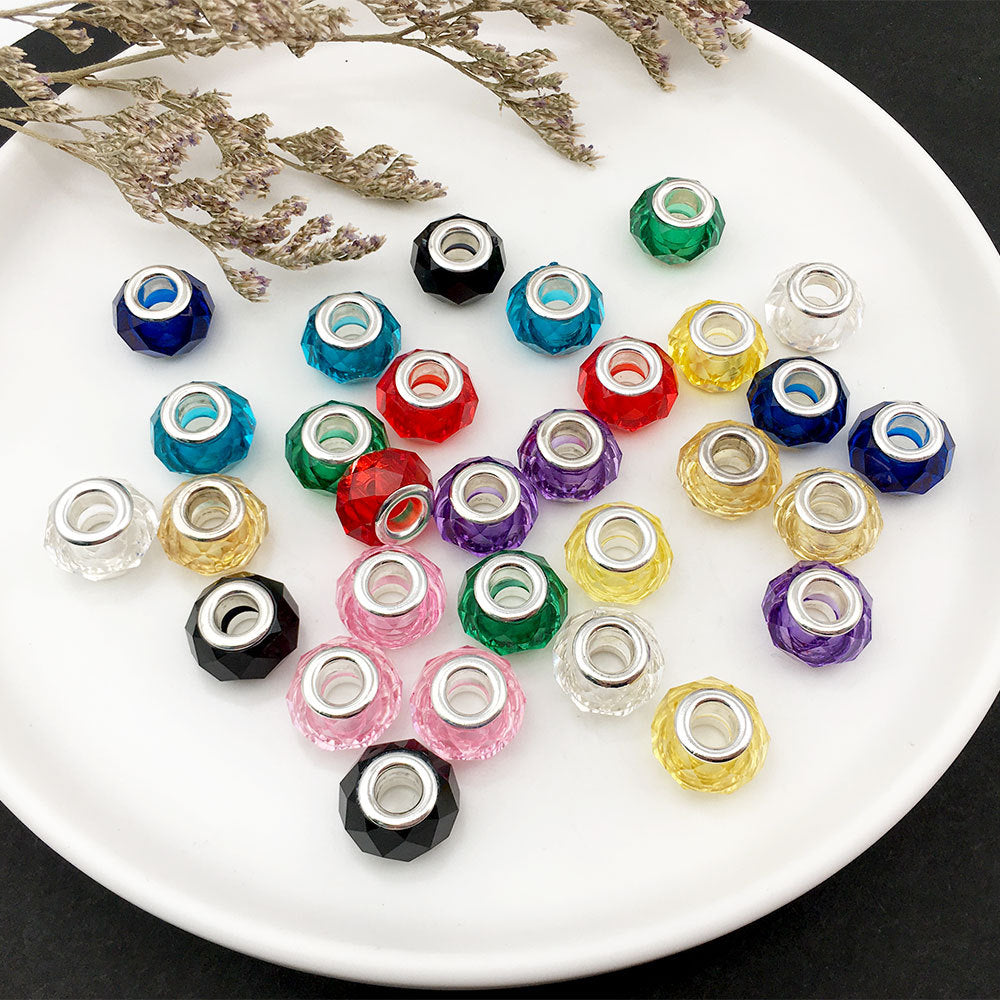 Acrylic Faceted Spacer Beads 14mm Transparent Large Hole 50pcs 3
