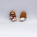 Silicone 3D Focal Beads Funny God Wearing Sunglasses Front View 20pcs