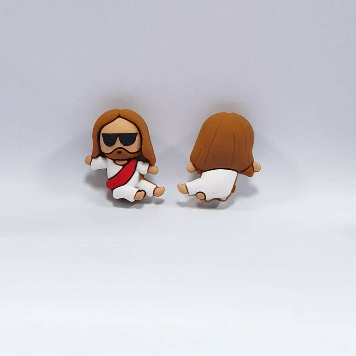 Silicone 3D Focal Beads Funny God Wearing Sunglasses Front View 20pcs