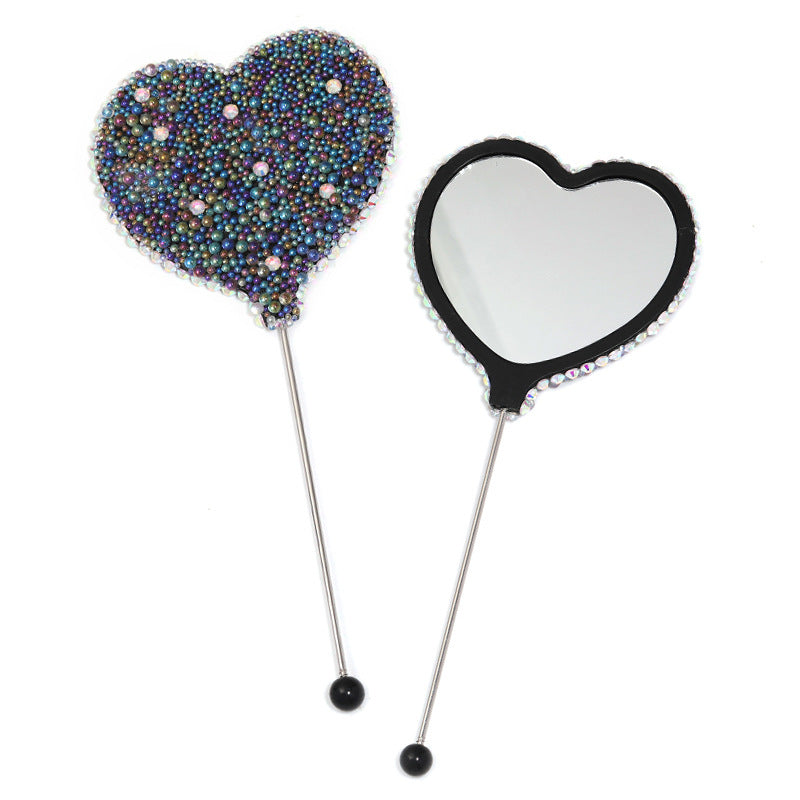 Beadable Heart Shape Handheld Makeup Mirror 8