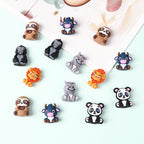 Silicone 3D Focal Beads Animal Panda Lion Sloth Hippopotamus Cow Sitting Pose 20Pcs 6
