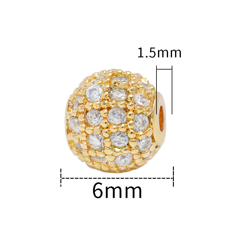 Fancy Zirconia Paved Brass Round Beads 6mm 8mm 10mm 30pcs 22