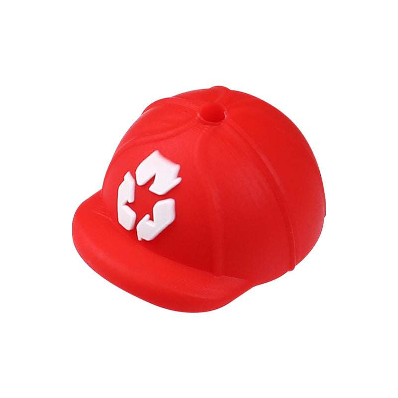 Silicone 3D Focal Beads Sanitation Red Cap Recycling Symbol 12