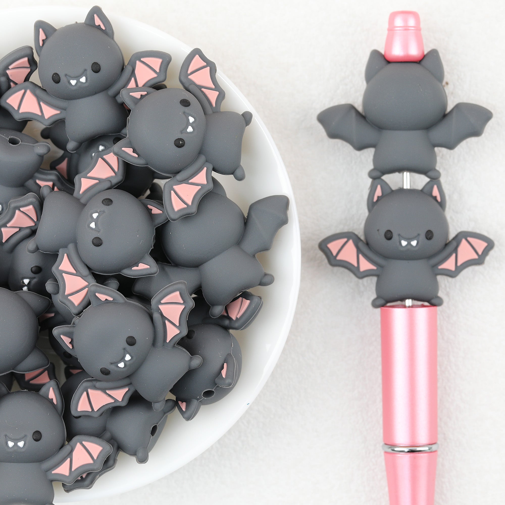 3D Halloween Cute Charms Bat Silicone Focal Beads 20Pcs 