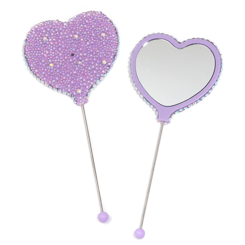 Beadable Heart Shape Handheld Makeup Mirror 12