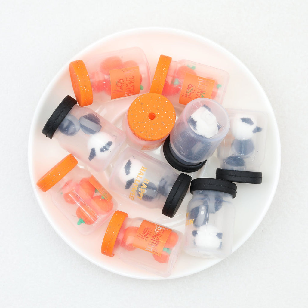 3D Halloween Pumpkin Ghost Bottlet Silicone Focal Beads 10 pcs