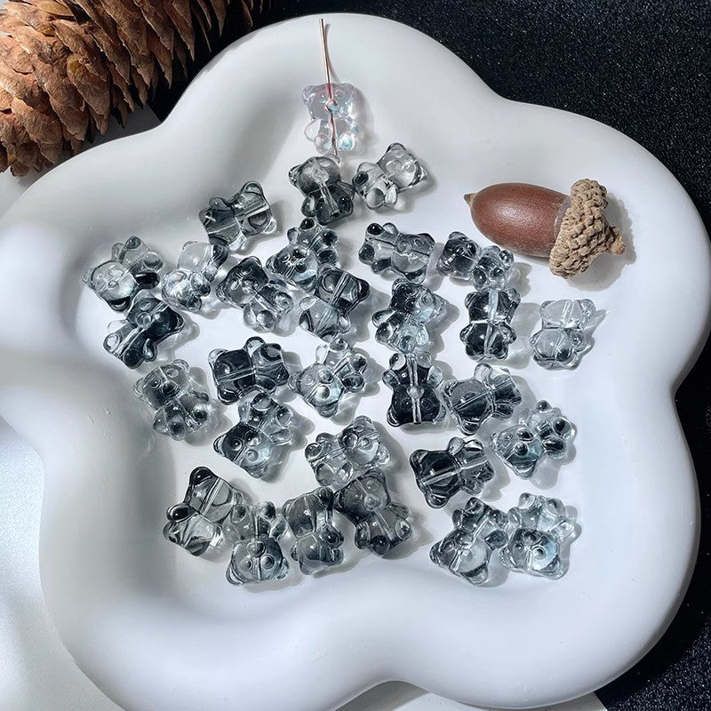 Bear Transparent Glass Beads 12mm 14mm Multicolor 50pcs 3