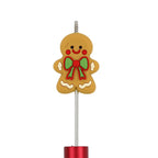 Silicone Focal Beads Christmas Gingerbread Man Bowknot Detail 20pcs 2