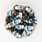 3D Winter Penguin Silicone Focal Beads with Blue Scarf 20pcs