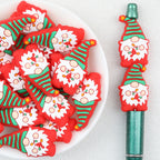 Red Dwarf Silicone Focal Beads Wholesale, Christmas Tree Hat Design