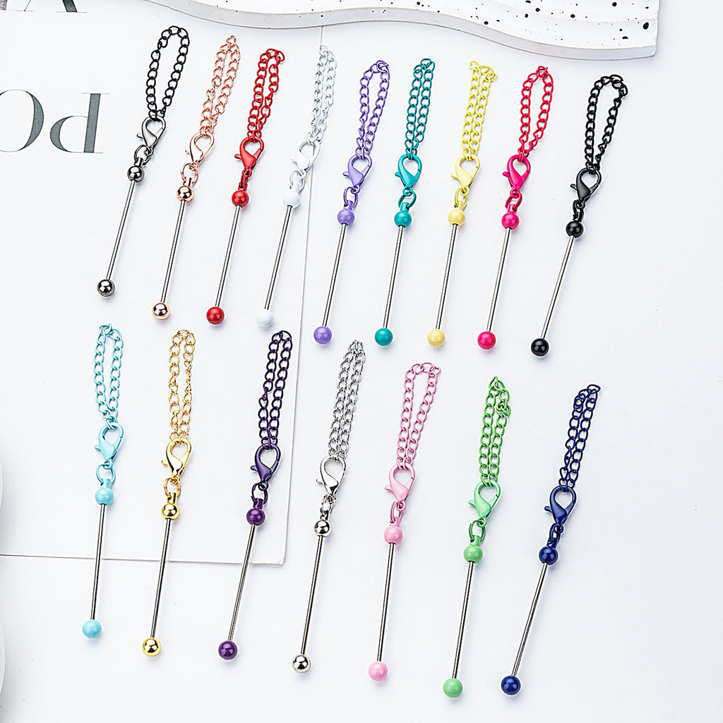 Beadable Keychain Mini Metal Bar Colorful Pendant 8 Centimeters