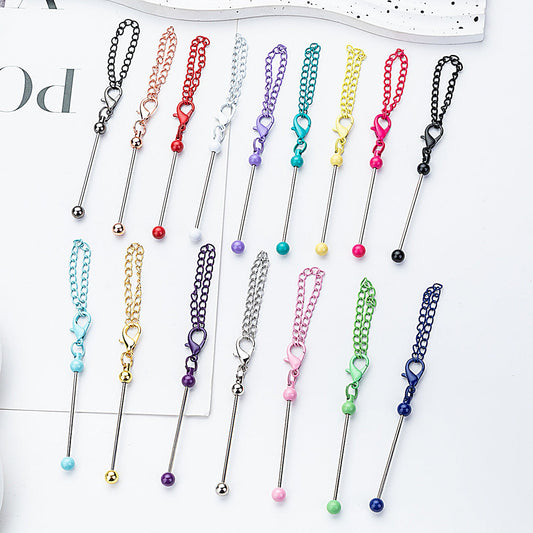 Beadable Keychain Mini Metal Bar Colorful Pendant 8 Centimeters