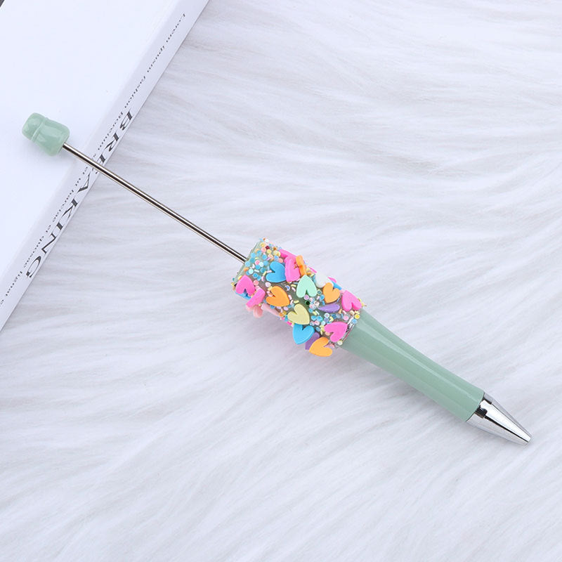 Beadable Pen with Heart Confetti and Rhinestone 13