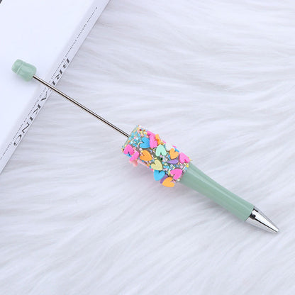 Beadable Pen with Heart Confetti and Rhinestone 13