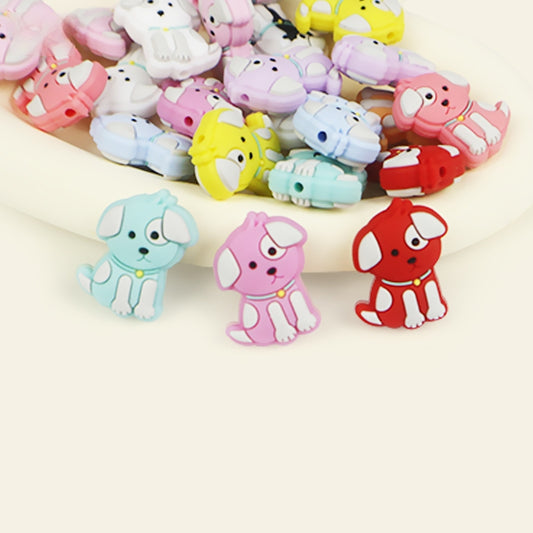 Silicone Focal Beads Puppy Sitting Pose 20pcs 2