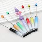 Gradient Color 3 In 1 Beadable Stylus Pens Plastic Body