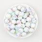 Colorful Floral Pattern 15mm Round Silicone Beads 50pcs 4