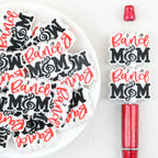 MOM Music Note Silicone Focal Beads Wholesale, Red Black White Lettering Design